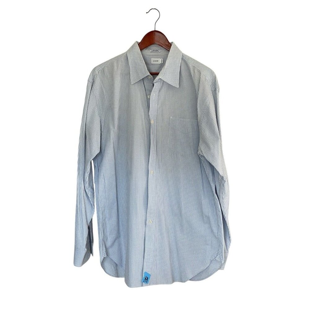 J Crew Men's L Button Down Shirt Textured Striped Long Sleeve White Gray